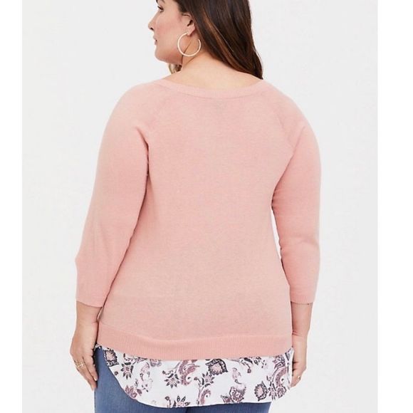 NWT Torrid Pink Raglan Layered Sweater - Picture 3 of 8
